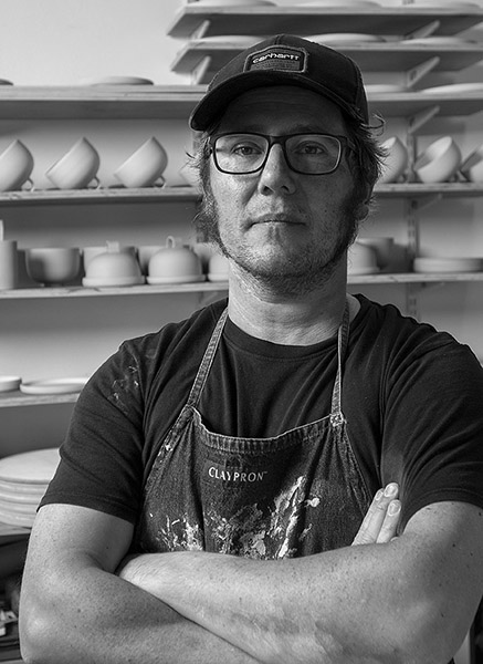 Luke O'Callaghan, 9yard ceramics potter in his studio