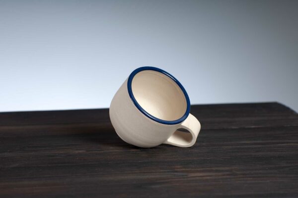 top view of espresso cup with navy rim