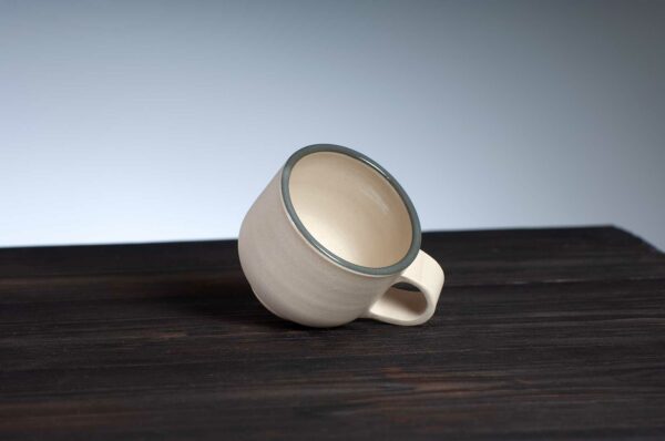 top view of espresso cup with grey rim