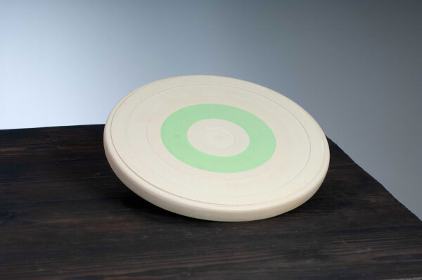 bottom view of dinner plate with green