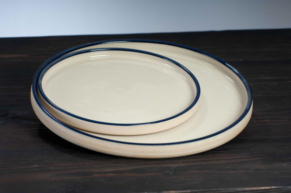 dinner plate and side plate with navy rim