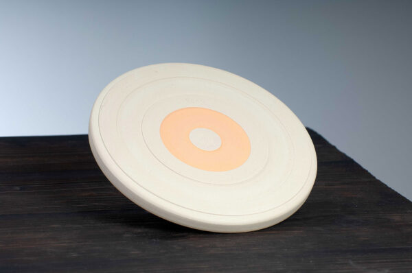 bottom view of side plate with orange rim