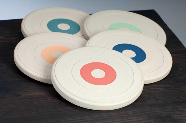 bottom view of side plates in range of colours