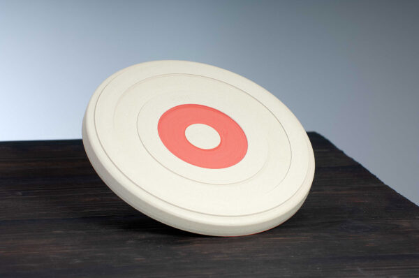 bottom view of side plate with red rim