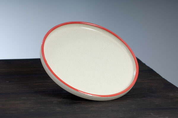 top view of side plate with red rim