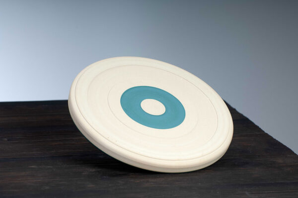 bottom view of side plate with teal rim